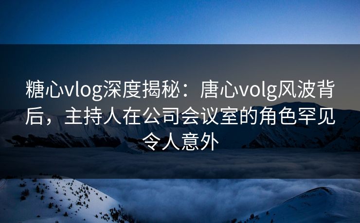 糖心vlog深度揭秘：唐心volg风波背后，主持人在公司会议室的角色罕见令人意外  第1张