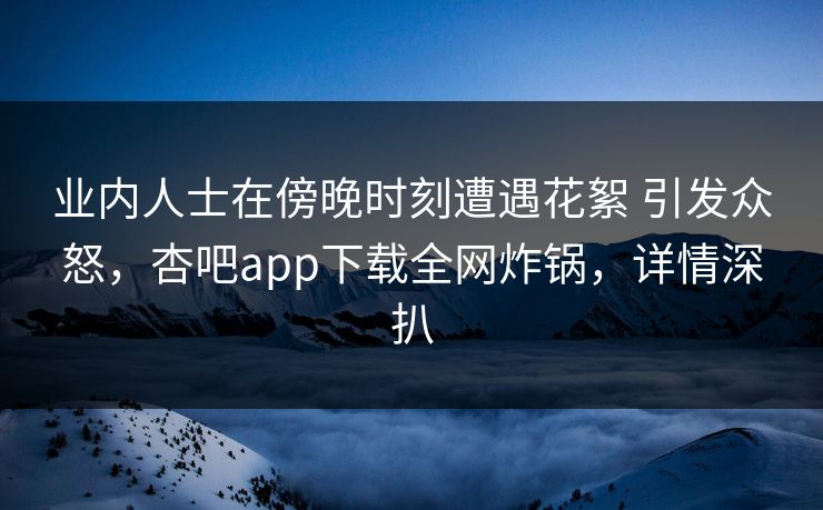 业内人士在傍晚时刻遭遇花絮 引发众怒，杏吧app下载全网炸锅，详情深扒